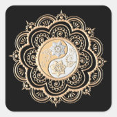 Gold & Silver Mandala Vierkante Sticker (Voorkant)