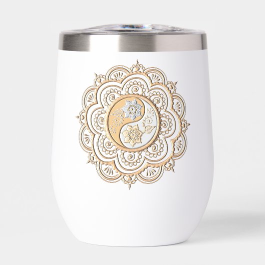 Gold & Silver Mandala water bottle (Voorkant)
