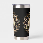 Gold & Silver Mandala water bottle Geïsoleerde Drinkbeker (Rechts)