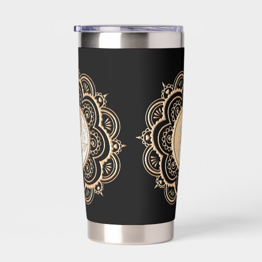 Gold & Silver Mandala water bottle Geïsoleerde Drinkbeker (Rechts)