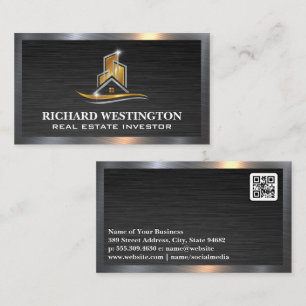 Gold Silver Metallic Real Estate Logo   QR Visitekaartje