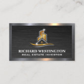 Gold Silver Metallic Real Estate Logo | QR Visitekaartje (Voorkant)