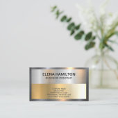 Gold Silver Metallic Shine Border Visitekaartje (Staand voorkant)