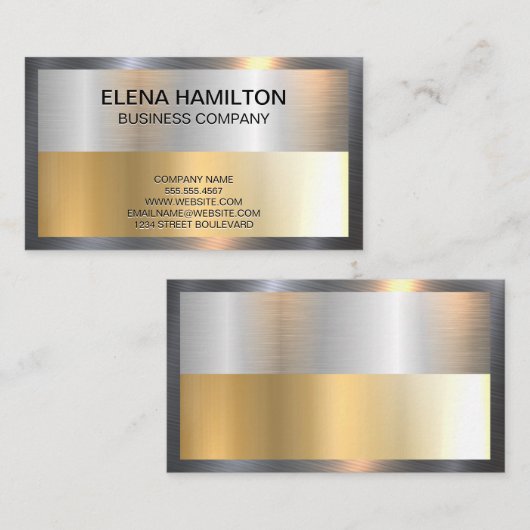 Gold Silver Metallic Shine Border Visitekaartje (Voorkant / Achterkant)