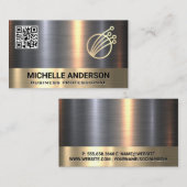 Gold Silver Metallic | Technische Logo | QR-code Visitekaartje (Voorkant / Achterkant)