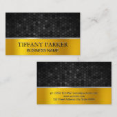 Gold Silver Metallic Trim | Zwarte geometrisch Visitekaartje (Voorkant / Achterkant)