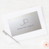 Gold Silver Monogram Sjabloon Initiaal Letter Rechthoekige Sticker (Envelop)