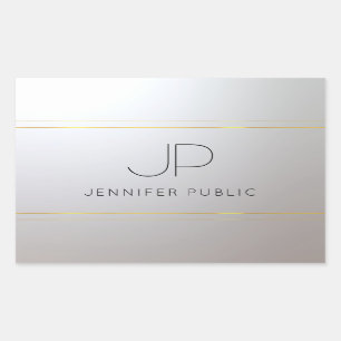 Gold Silver Monogram Sjabloon Initiaal Letter Rechthoekige Sticker