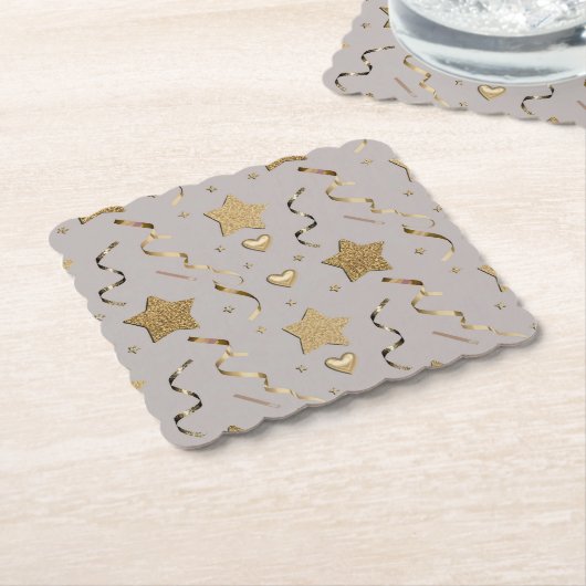 Gold Silver Party Celebration Square Onderzetter S (Gebogen)