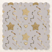 Gold Silver Party Celebration Square Onderzetter S (Voorkant)