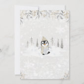 Gold Silver Penguin Baby shower Kaart (Achterkant)