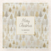 Gold Silver Pine Trees Christmas Onderzetter (Voorkant)