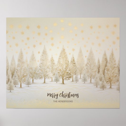 Gold Silver Pine Trees Christmas Poster (Voorkant)