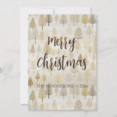 Gold Silver Pine Trees Kerstvakantie Kaart (Voorkant)