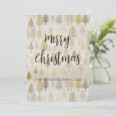 Gold Silver Pine Trees Kerstvakantie Kaart (Staand voorkant)