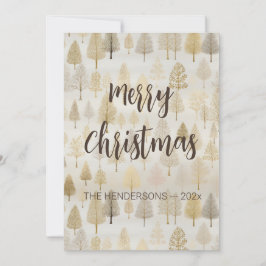 Gold Silver Pine Trees Kerstvakantie Kaart