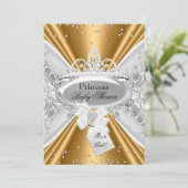 Gold Silver Princess Tiara Baby shower Invite Kaart (Staand voorkant)