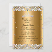 Gold Silver Princess Tiara Baby shower Invite Kaart (Achterkant)