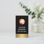 Gold Silver Real Estate Home Wereldbol Logo Visitekaartje (Staand voorkant)