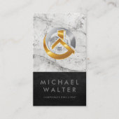Gold Silver Real Estate Logo | Marmer Leder Visitekaartje (Voorkant)