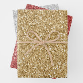 Gold Silver Red Glitz Glitter Inpakpapier Vel (In situ)