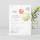 Gold Silver Red Kerstmis Baby Girl Shower Kaart (Staand voorkant)