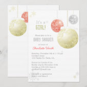 Gold Silver Red Kerstmis Baby Girl Shower Kaart (Voorkant / Achterkant)
