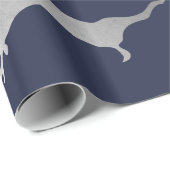 Gold Silver Reindeer Kerstfeestdag blauw Cadeaupapier (Rol Hoek)