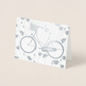 Gold Silver Retro Bicycle Floral Pattern Folie Kaarten (Voorkant)