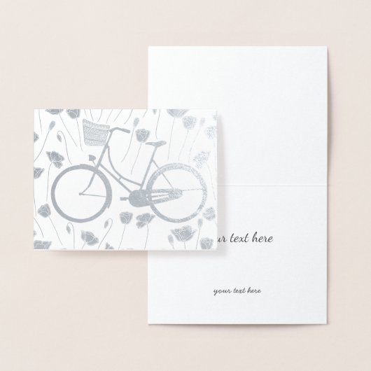 Gold Silver Retro Bicycle Floral Pattern Folie Kaarten (Display)