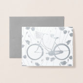 Gold Silver Retro Bicycle Floral Pattern Folie Kaarten (Voorkant met envelop)