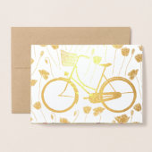 Gold Silver Retro Bicycle Floral Pattern Folie Kaarten (Voorkant met envelop)