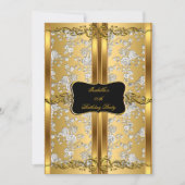 Gold Silver Roos Damask Brocade Party 2 Kaart (Voorkant)