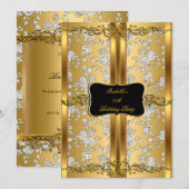  Gold Silver Roos Damask Brocade Party 2 Kaart (Voorkant / Achterkant)