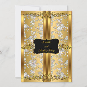 Gold Silver Roos Damask Brocade Party 2 Kaart