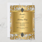 Gold Silver Roos Damask Cupboard Party Kaart (Achterkant)