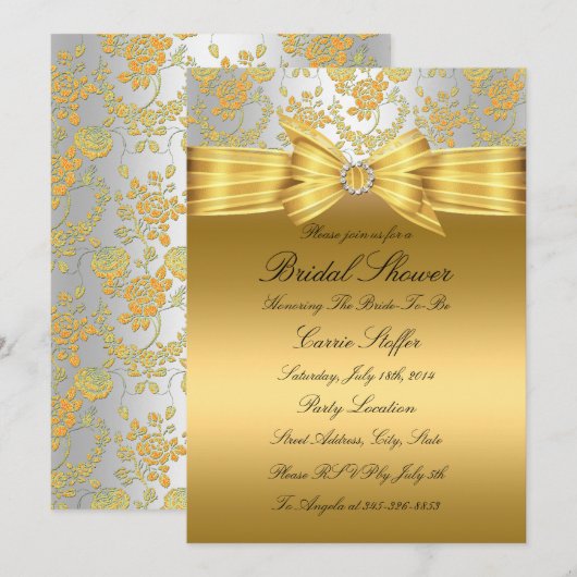 Gold Silver Roos Vrijgezellenfeest nodigt uit Kaart (Voorkant / Achterkant)