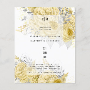 Gold Silver Rozen Floral Wedding Invites