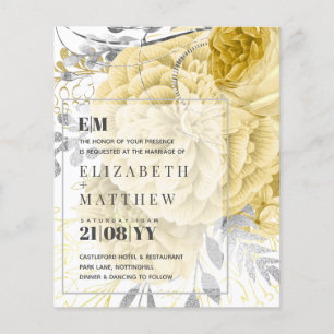 Gold Silver Rozen Floral Wedding Invites