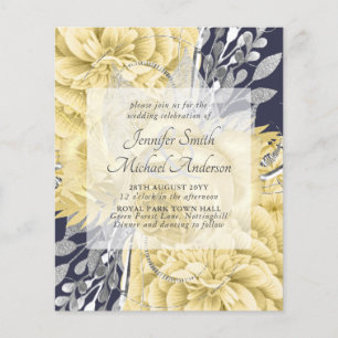 Gold Silver Rozen Floral Wedding Invites