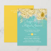 Gold Silver Rozen Floral Wedding Invites (Voorkant / Achterkant)
