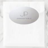 Gold Silver Sjabloon Initiaal Monogram Ovale Sticker (Tas)