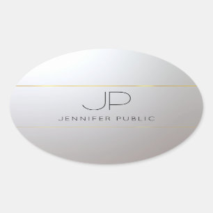 Gold Silver Sjabloon Initiaal Monogram Ovale Sticker