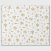 Gold Silver Snowflake-kerstcadeaus Cadeaupapier (Vlak)