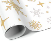 Gold Silver Snowflake-kerstcadeaus Cadeaupapier (Rol Hoek)