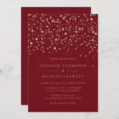 Gold & Silver Stars Confetti Modern Wedding Kaart (Voorkant / Achterkant)