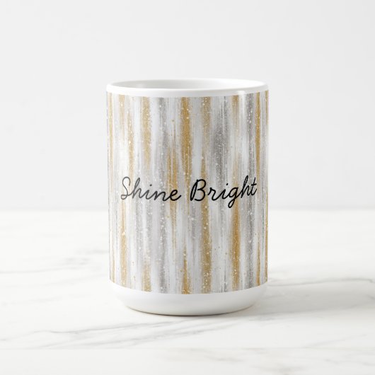 Gold Silver Stripes Christmas Celebration Birthday Koffiemok (Center)