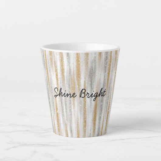 Gold Silver Stripes Christmas Celebration Birthday Latte Mok (Voorkant)