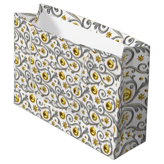 Gold & Silver Swirl Elegance Groot Cadeauzakje (Voorkant Gekanteld)