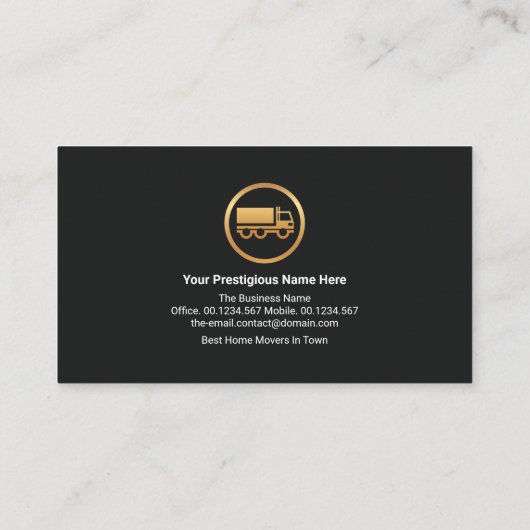 Gold Silver Truck Carriage Home Logistic Movers Visitekaartje (Achterkant)